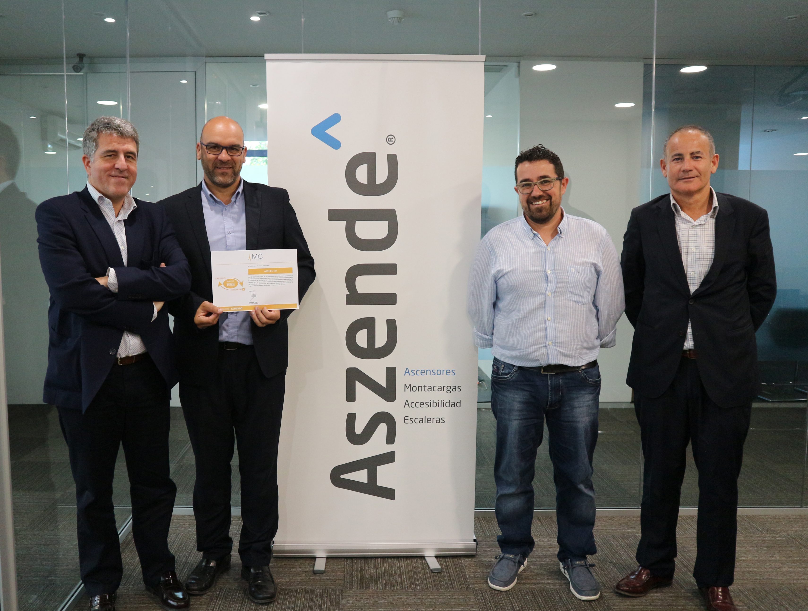 La dirección de Unidad de Gestión de MC Mutual se ha reunido esta mañana con Óscar Rentero, Director General de Aszende, e Ismael Pérez, Responsable de Calidad y Prevención de Riesgos.